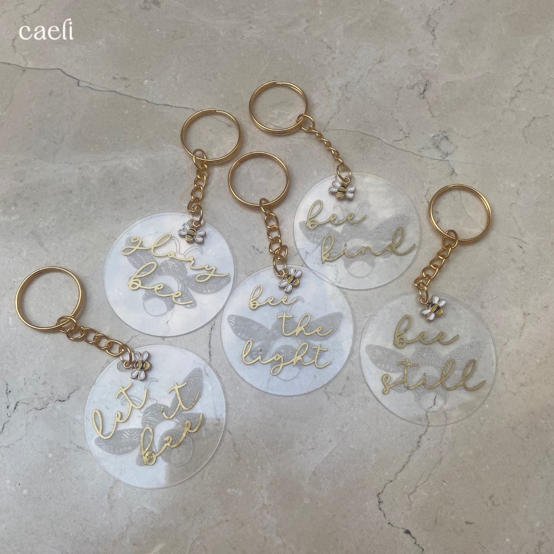 Busy Bee Collection | Glory Bee Acrylic Key Ring | Christian Acrylic Keychain