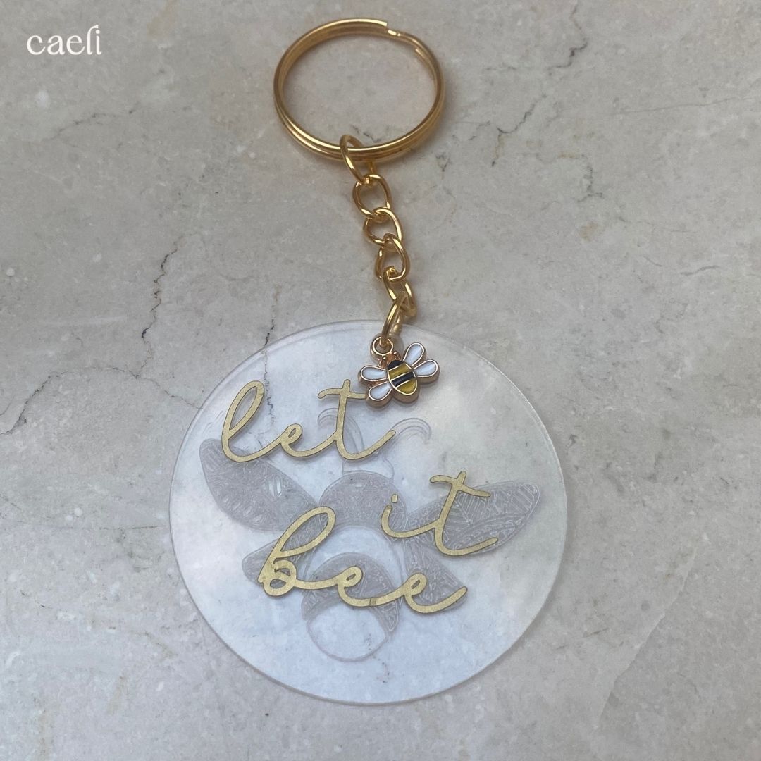 Busy Bee Collection | Let it Bee Acrylic Key Ring | Christian Acrylic Keychain