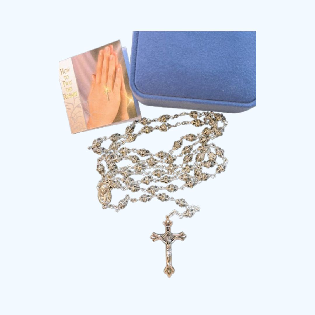 Crystal Rosary with Diamante Accents and Velvet Gift Box