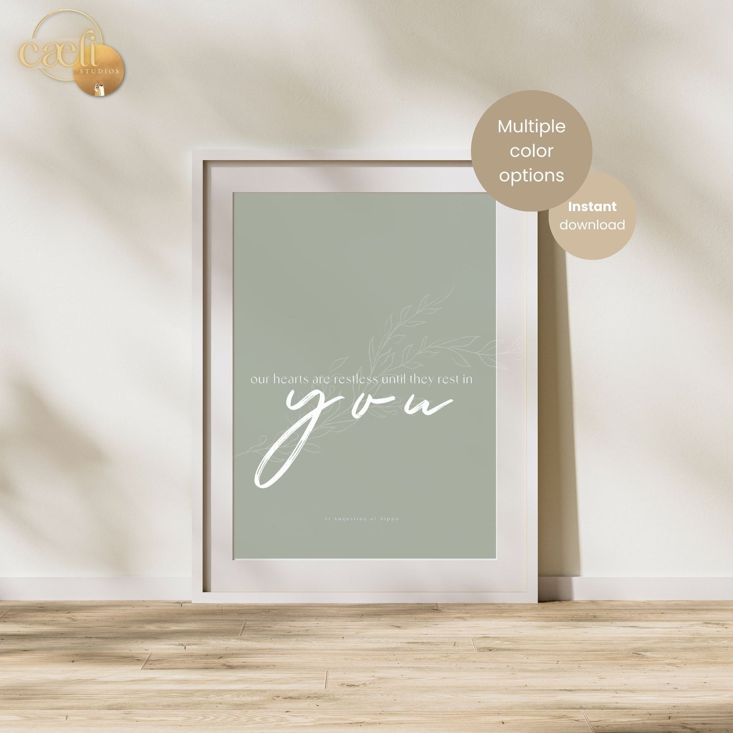 St Augustine Restless Hearts Quote | Saint Augustine of Hippo | Wall Art