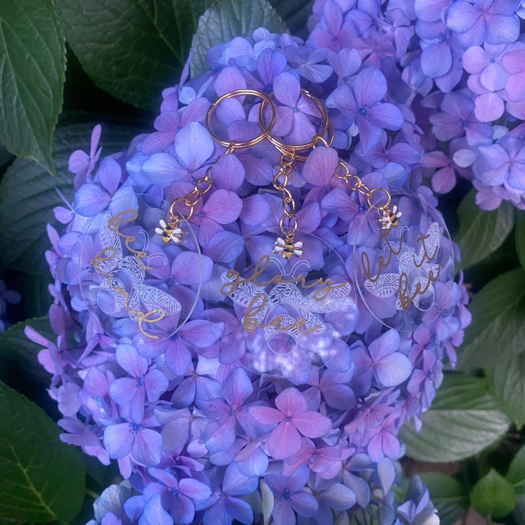 Busy Bee Collection | Glory Bee Acrylic Key Ring | Christian Acrylic Keychain