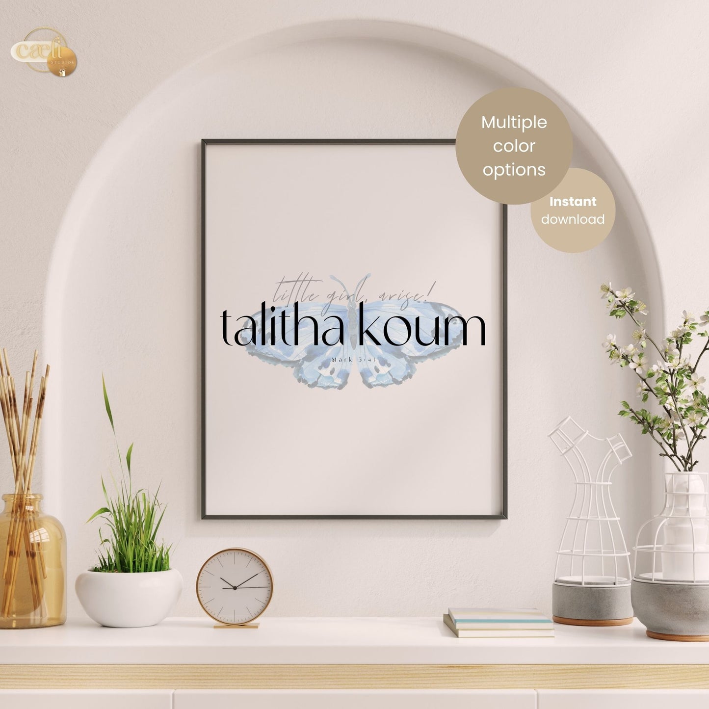 Talitha Koum (little girl arise) Scripture Verse Quote | Mark 5:41 | Wall Art