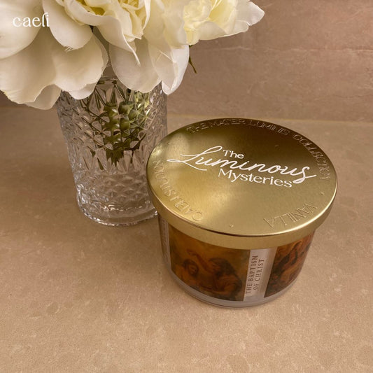 Luminous Mysteries Candle | Mater Luminis Collection | Visio Divina Art Candle | Mysteries of the Rosary Candle