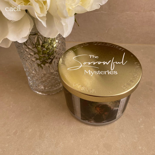 Sorrowful Mysteries Candle | Mater Luminis Collection | Visio Divina Art Candle | Mysteries of the Rosary Candle