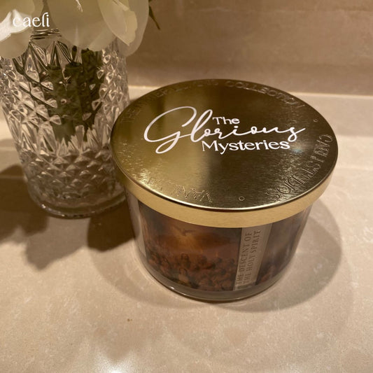 Glorious Mysteries Candle | Mater Luminis Collection | Visio Divina Art Candle | Mysteries of the Rosary Candle