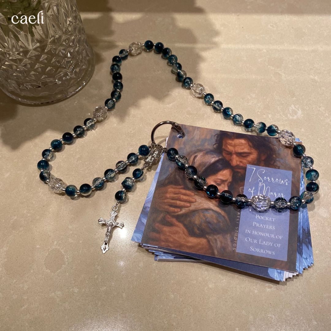 Pocket Prayers - 7 Sorrows of Mary | 30-Page Prayer Guide with Binding Ring | Comprehensive and Portable