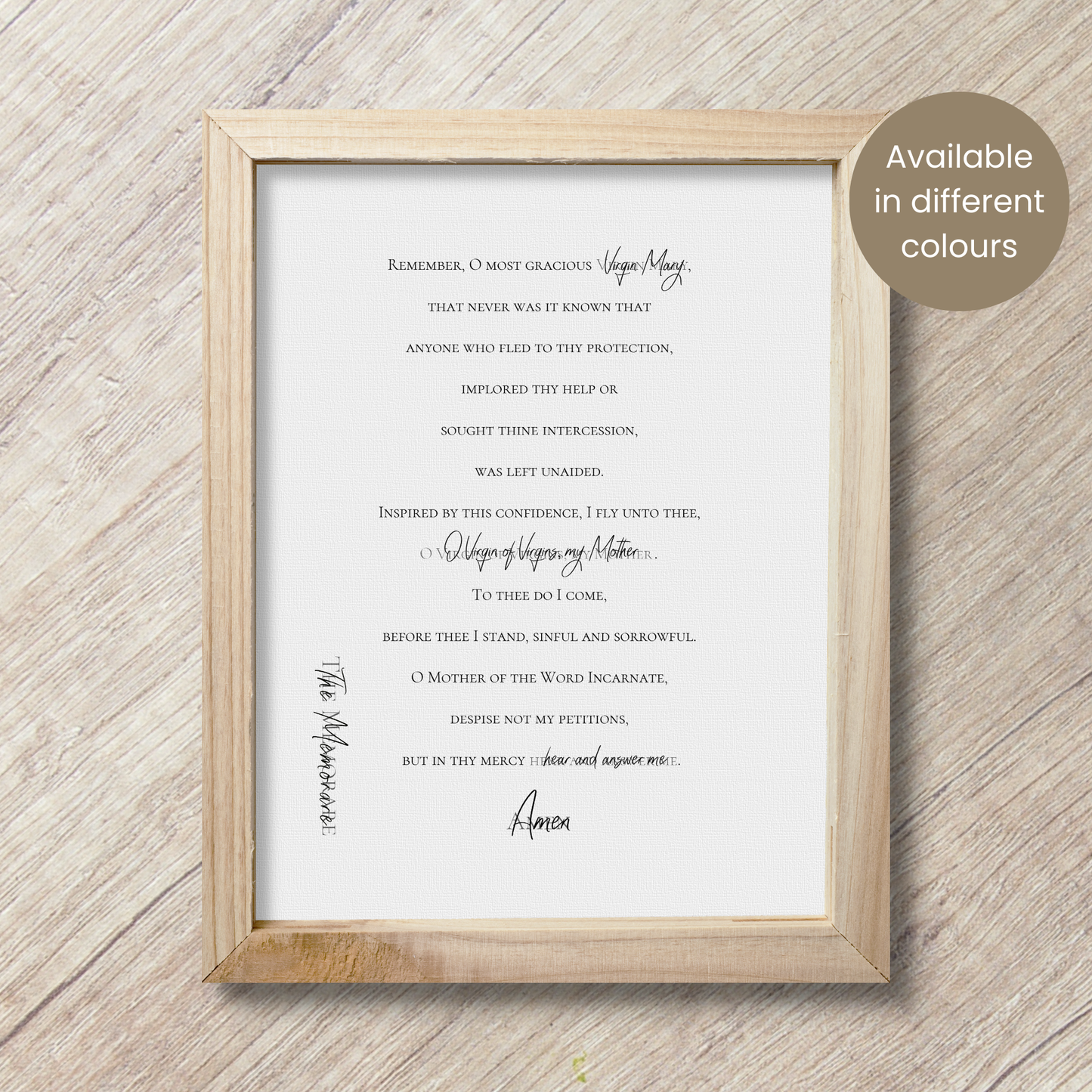 Memorare Prayer | Marian Devotion | Wall Art | Printable Prayer Card