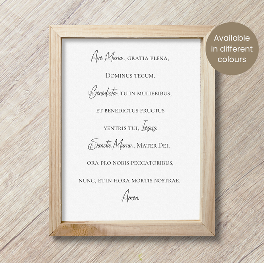 Ave Maria | Latin Hail Mary | Marian Devotion | Wall Art | Printable Prayer Card