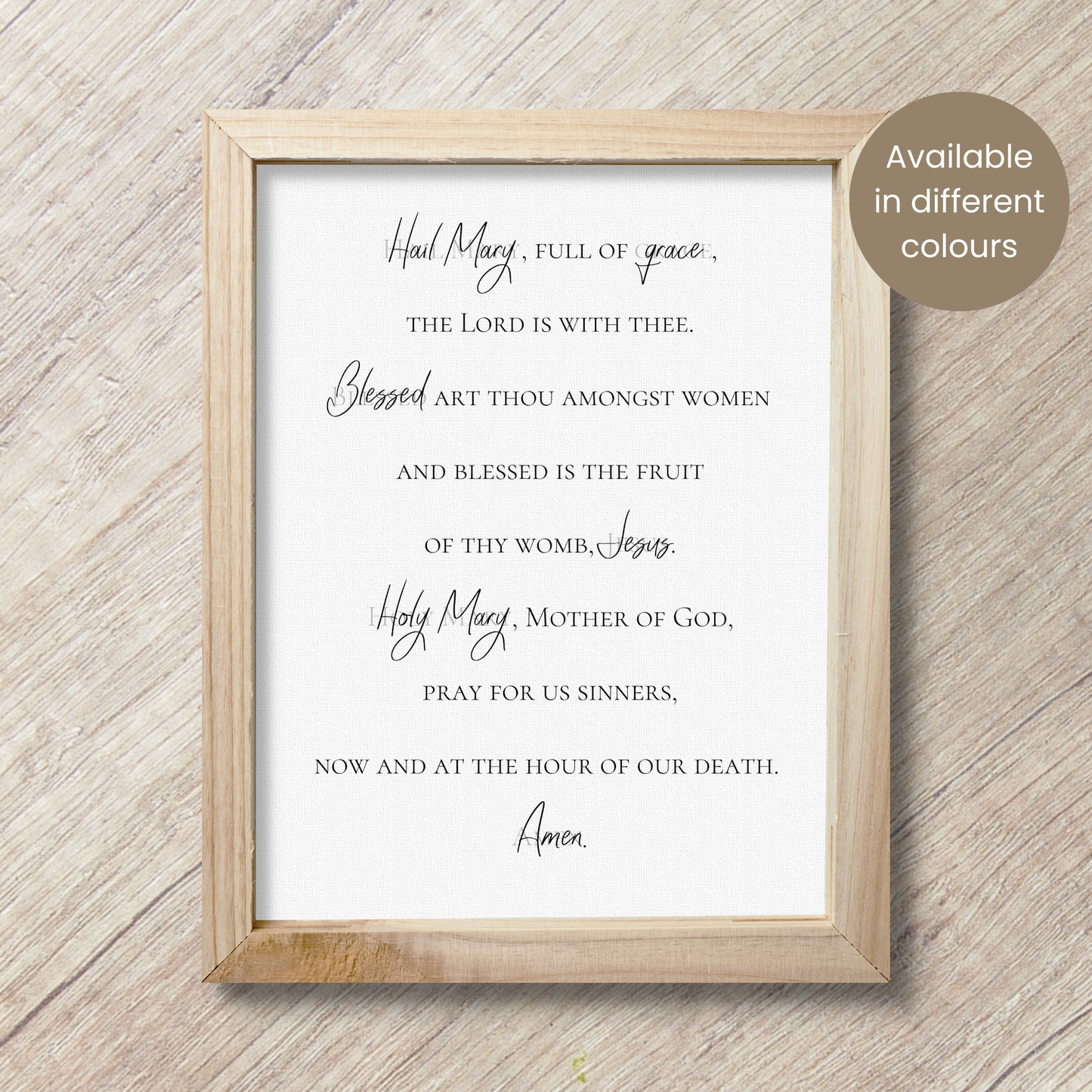 Hail Mary Prayer | Marian Devotion | Wall Art | Printable Prayer Card