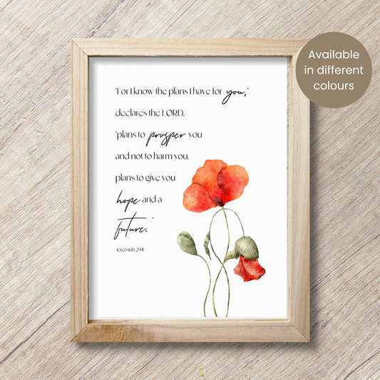 Jeremiah 29:11 | For I know the plans I have for you | Wall Art | Printable Prayer Card