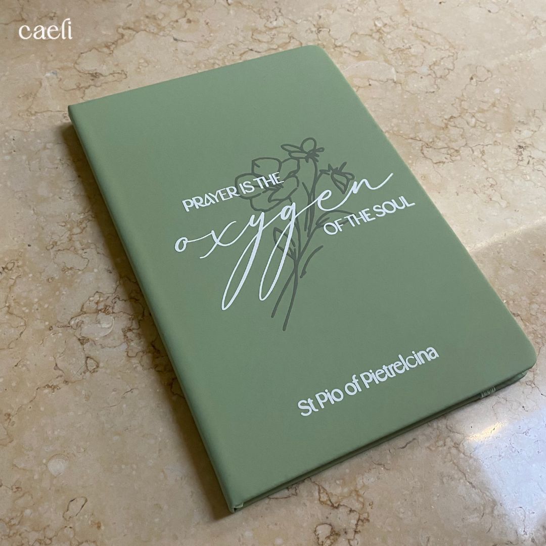 Padre Pio Oxygen Quote | A5 Notebook | Personaliseable | Multiple Colour Options