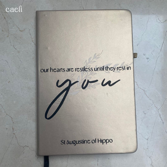 St. Augustine - Restless Hearts Quote | Notebook | Personaliseable | Multiple Colour Options