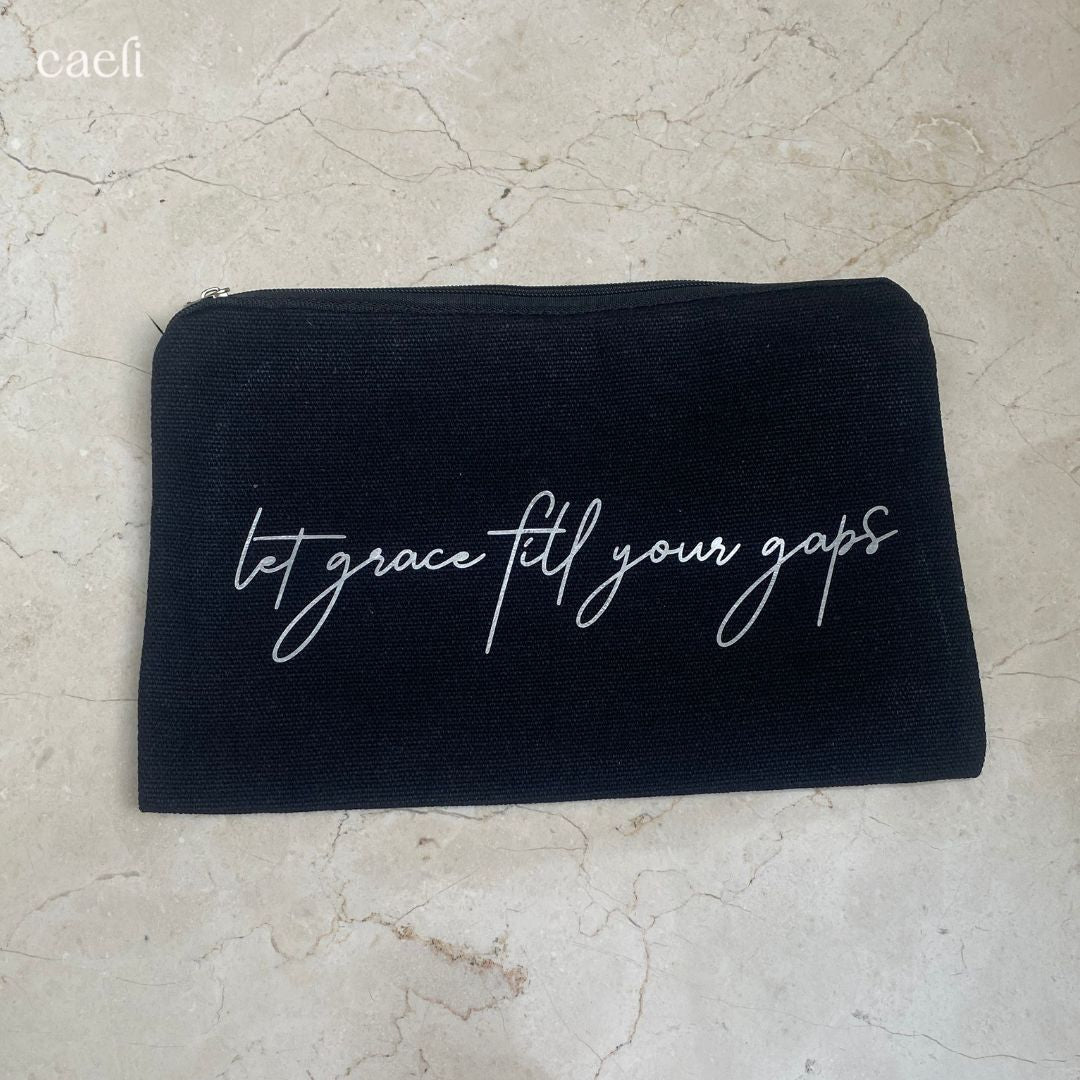 Faith-Inspired Pencil Cases | Religious Cosmetic Bags | Christian Make-Up Bags | Scriptural Stationery Bags | Black or Beige | Multiple Options Available