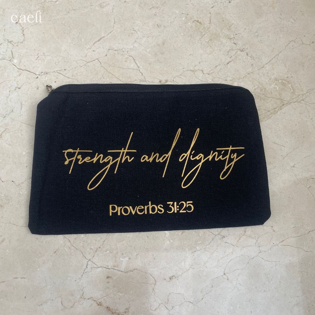 Faith-Inspired Pencil Cases | Religious Cosmetic Bags | Christian Make-Up Bags | Scriptural Stationery Bags | Black or Beige | Multiple Options Available