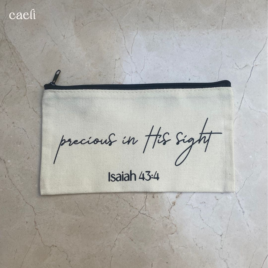 Faith-Inspired Pencil Cases | Religious Cosmetic Bags | Christian Make-Up Bags | Scriptural Stationery Bags | Black or Beige | Multiple Options Available