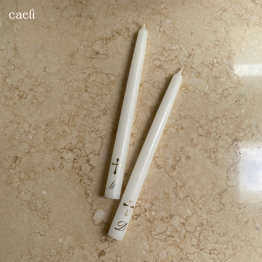 The Sacramental Glow Collection | Custom Occasion Candles | Custom Taper Candles for First Holy Communion, Baptisms and Weddings
