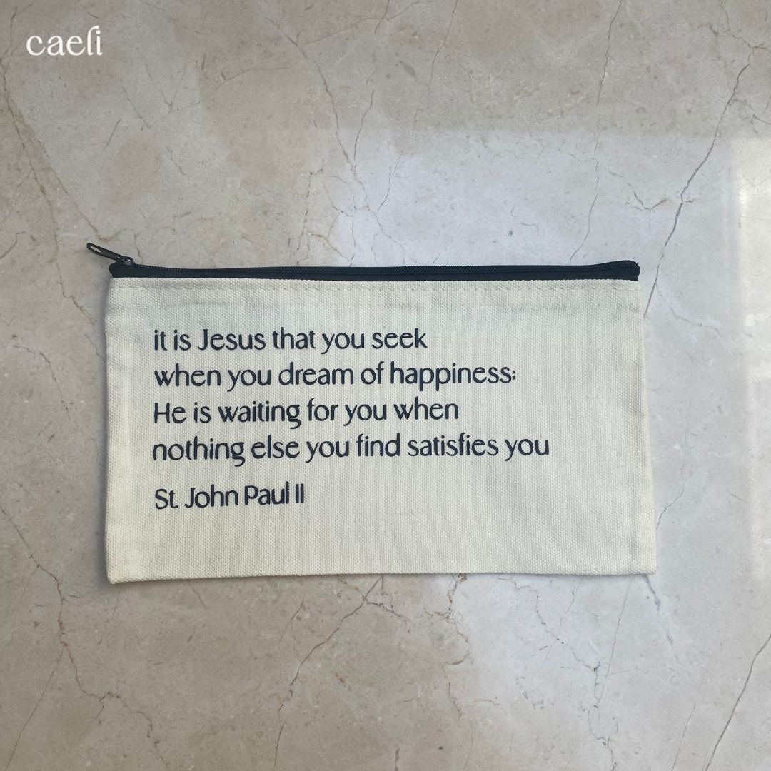 Faith-Inspired Pencil Cases | Religious Cosmetic Bags | Christian Make-Up Bags | Scriptural Stationery Bags | Black or Beige | Multiple Options Available