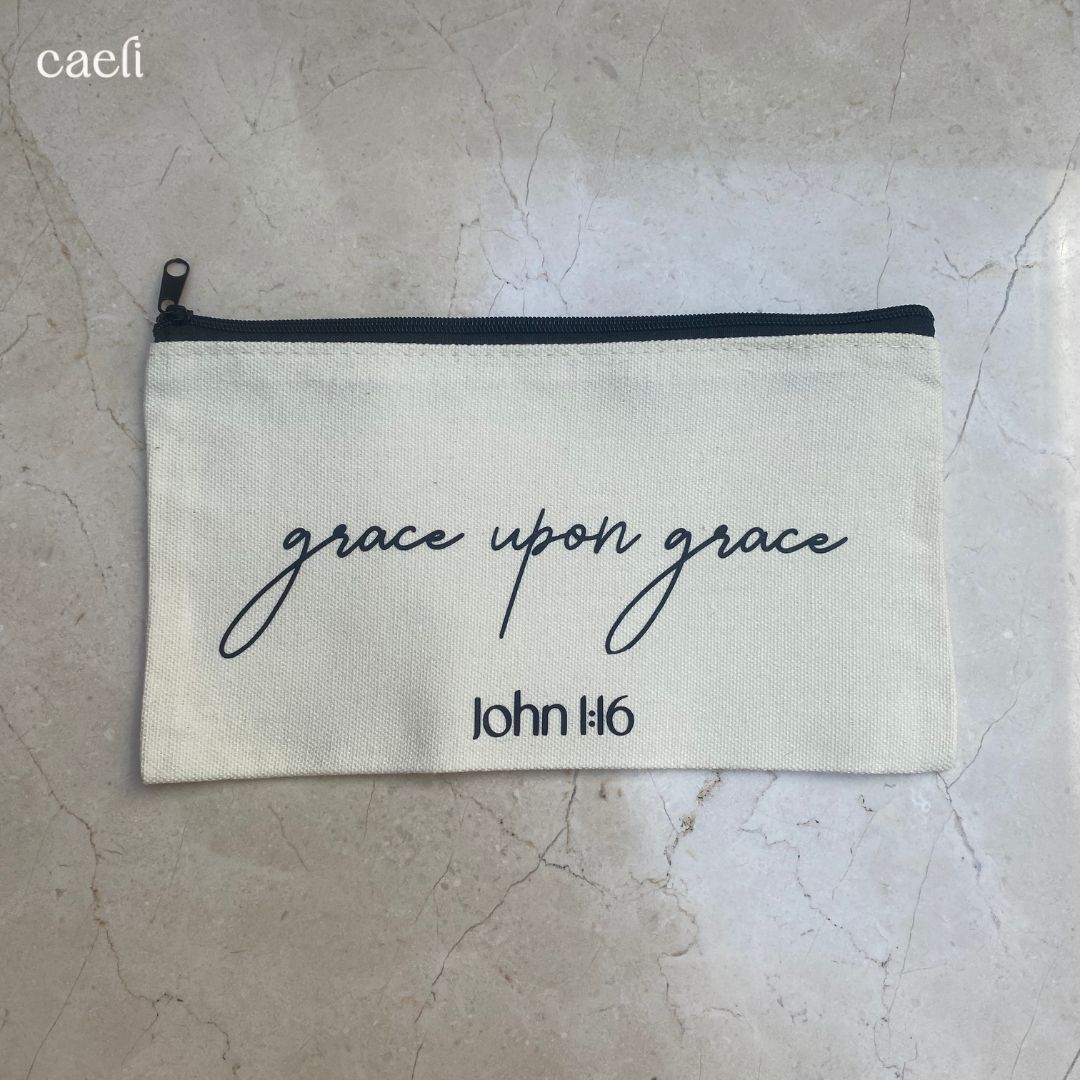 Faith-Inspired Pencil Cases | Religious Cosmetic Bags | Christian Make-Up Bags | Scriptural Stationery Bags | Black or Beige | Multiple Options Available
