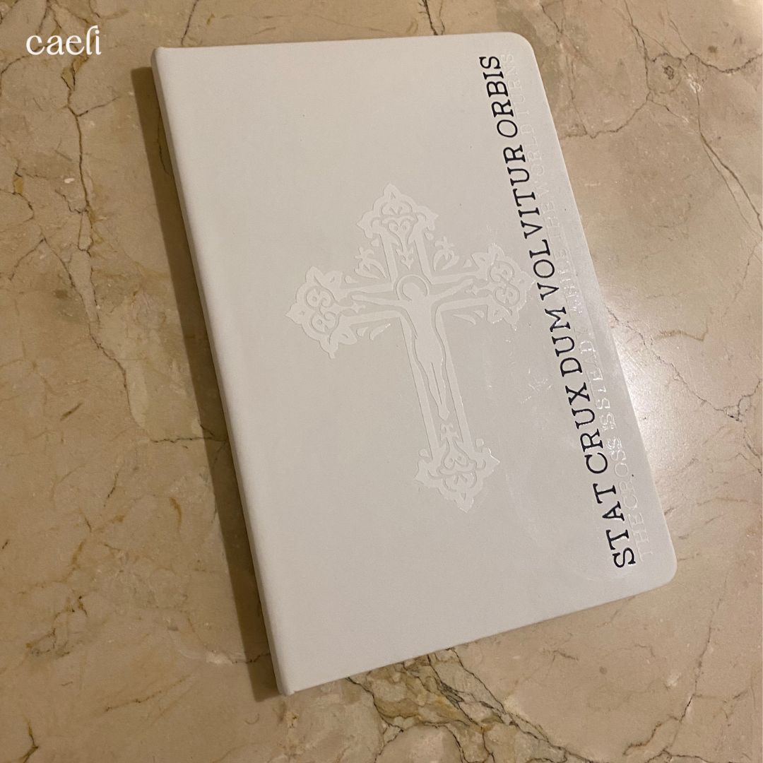 Latin Crucifix Notebook | Stat Crux Dum Volvitur Orbis | The Cross is steady while the world turns | A5 Notebook