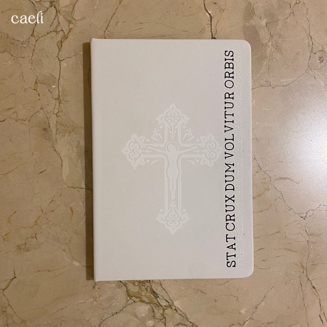 Latin Crucifix Notebook | Stat Crux Dum Volvitur Orbis | The Cross is steady while the world turns | A5 Notebook