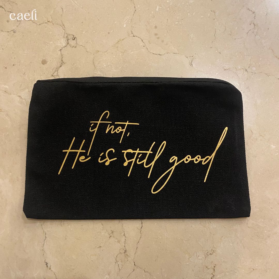 Faith-Inspired Pencil Cases | Religious Cosmetic Bags | Christian Make-Up Bags | Scriptural Stationery Bags | Black or Beige | Multiple Options Available