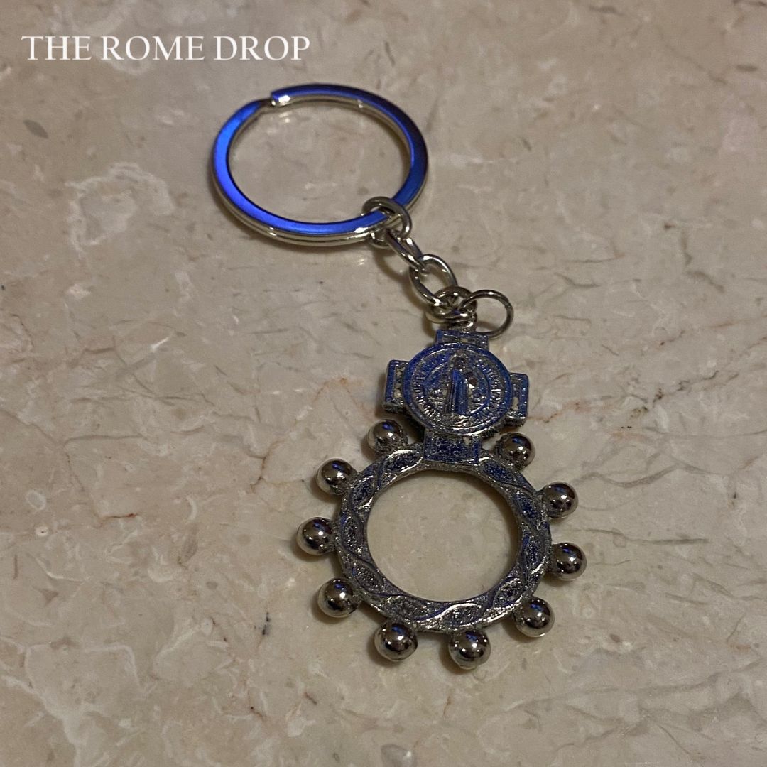 Rome Drop: St Benedict Rosary Ring Keyring