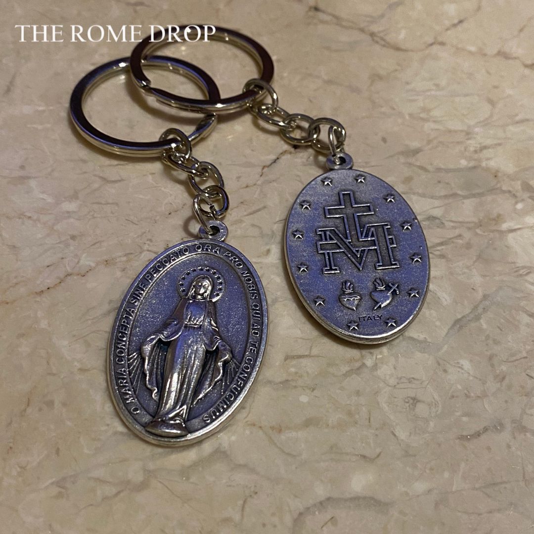 Rome Drop: Oval Miraculous Medal Keyring