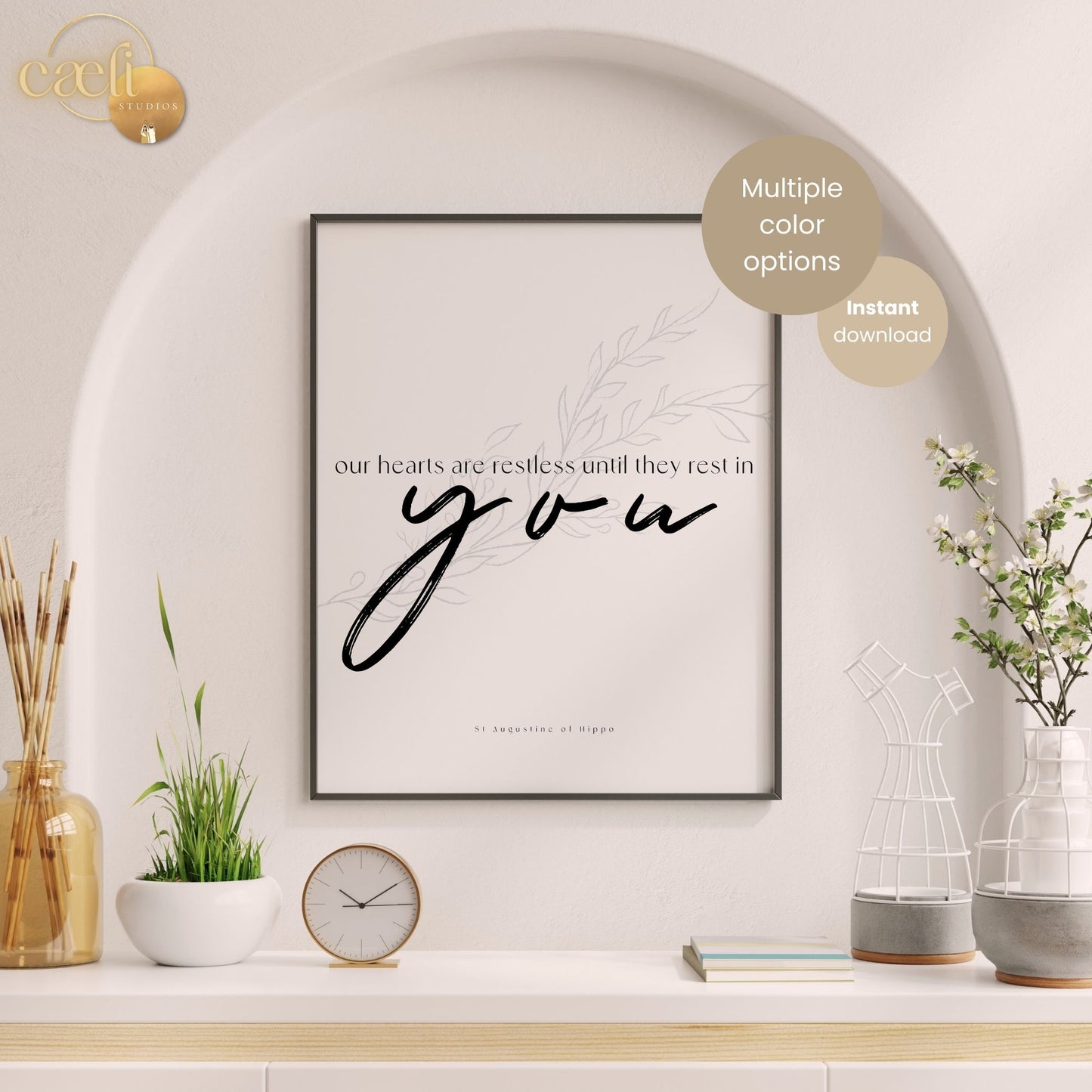 St Augustine Restless Hearts Quote | Saint Augustine of Hippo | Wall Art