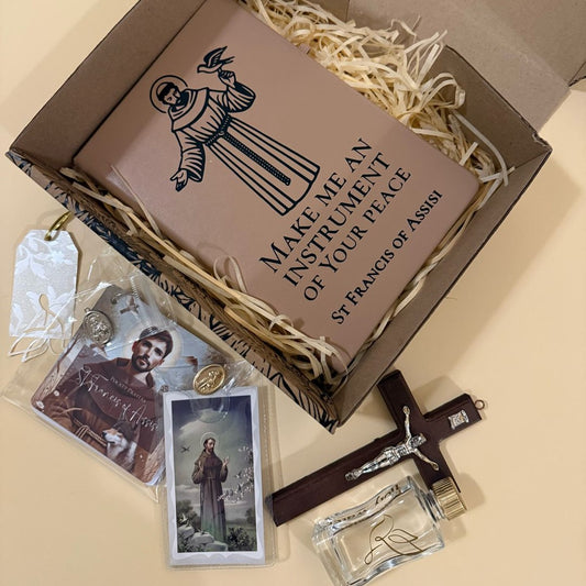 SAINT BOX: Assisi Chest Gift Box |  Midi St Francis of Assisi Gift Box | Confirmation Gift Set
