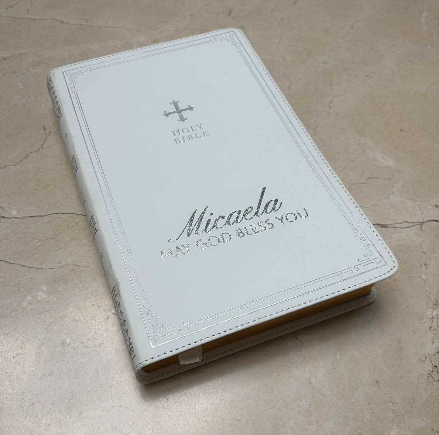 NRSVCE Catholic Bible | Sacraments of Initiation Edition | White Imitation Leather | Personalisation Available