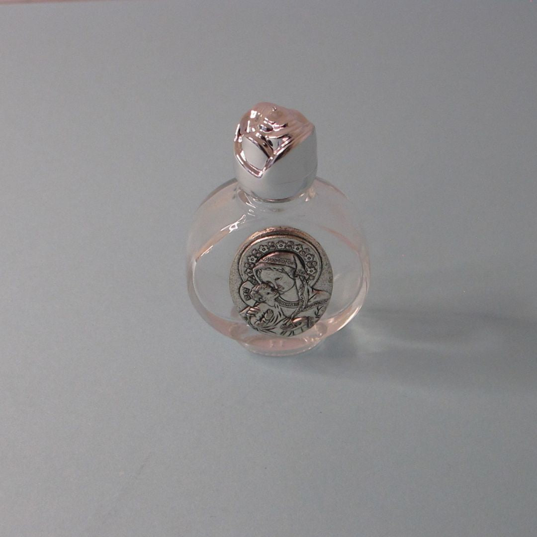 Glass Holy Water Bottle with Silver Lid – Elegant Keepsake
