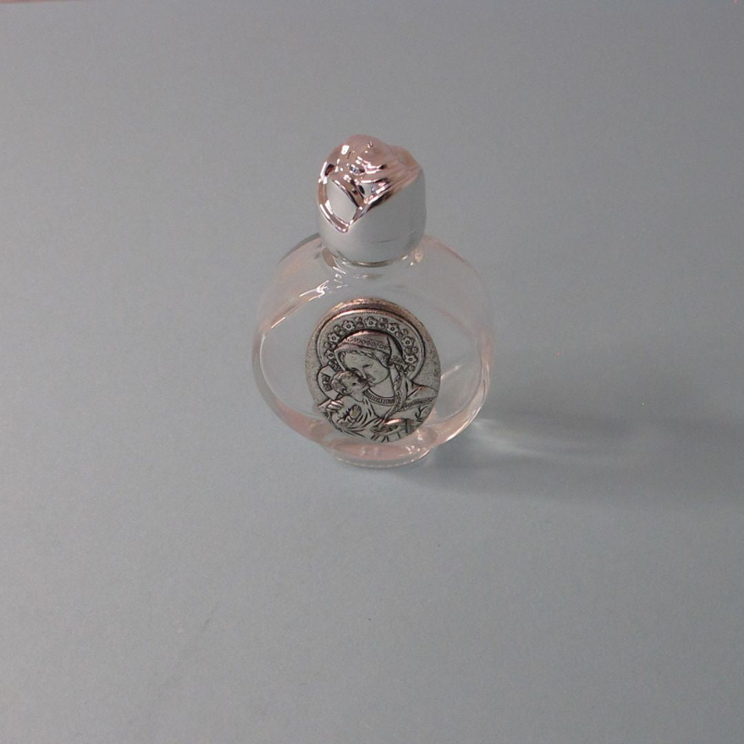 Glass Holy Water Bottle with Silver Lid – Elegant Keepsake
