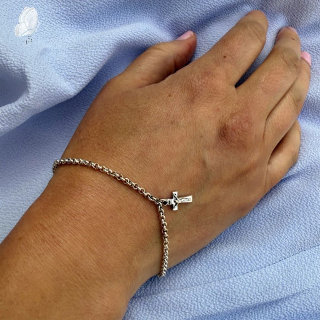 Sterling Silver Bracelets with Cross or Crucifix