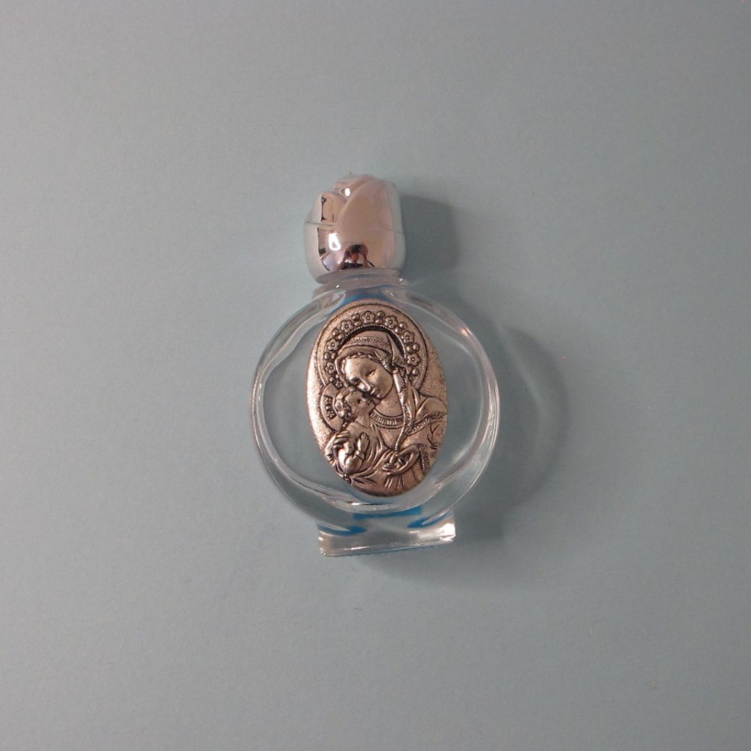 Glass Holy Water Bottle with Silver Lid – Elegant Keepsake
