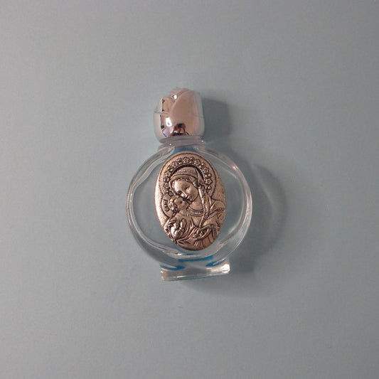 Glass Holy Water Bottle with Silver Lid – Elegant Keepsake