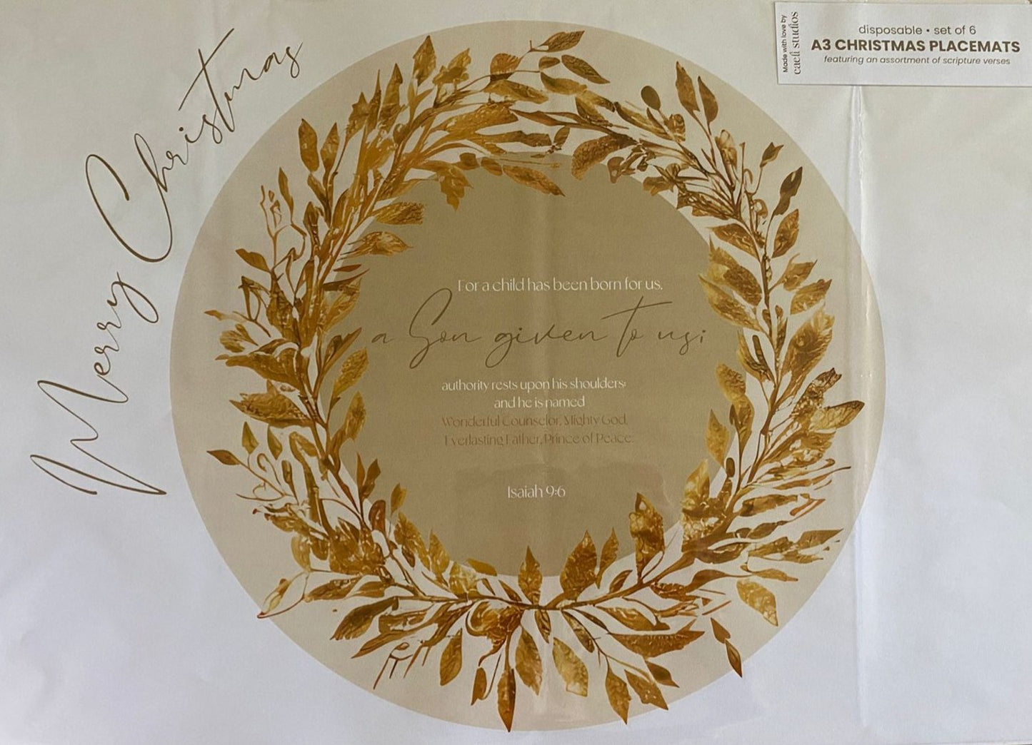 Christmas Scripture Placemats | Disposable A3 Paper Sets of 6 or 8 | Festive and Inspirational