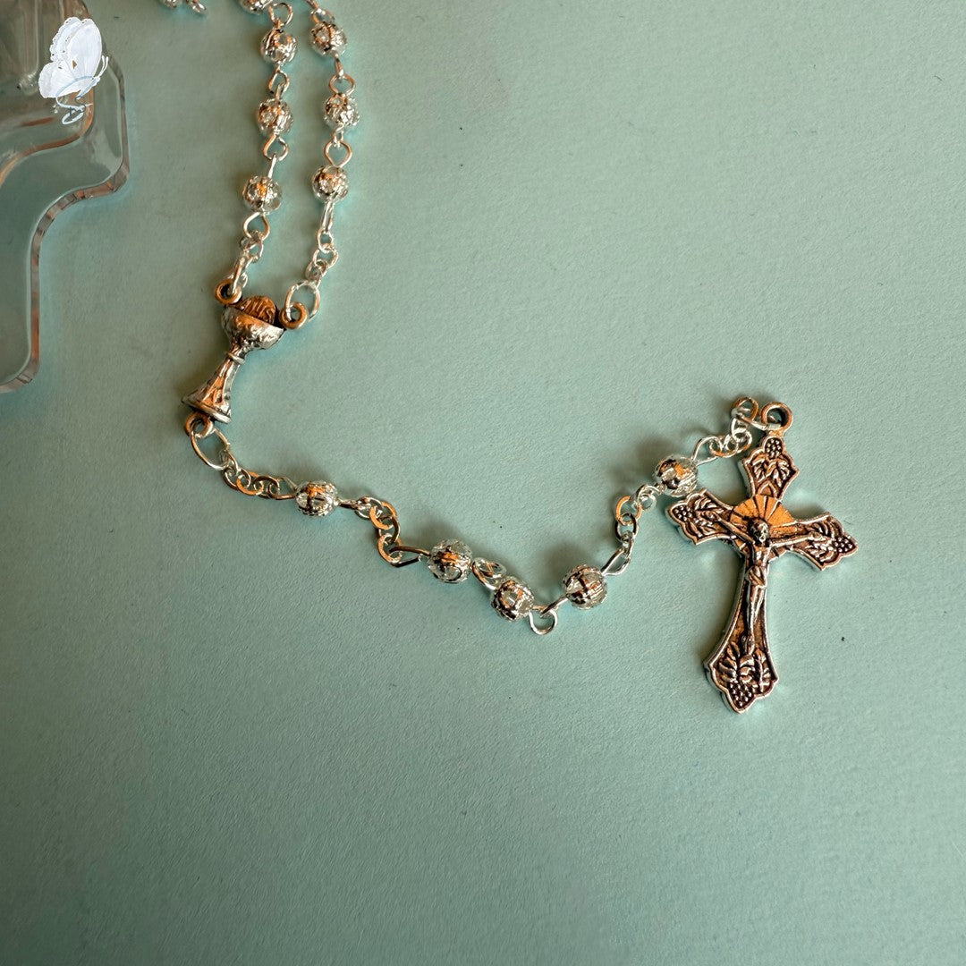 Tiny Bead Rosary with Detailed Crucifix in Gift Box