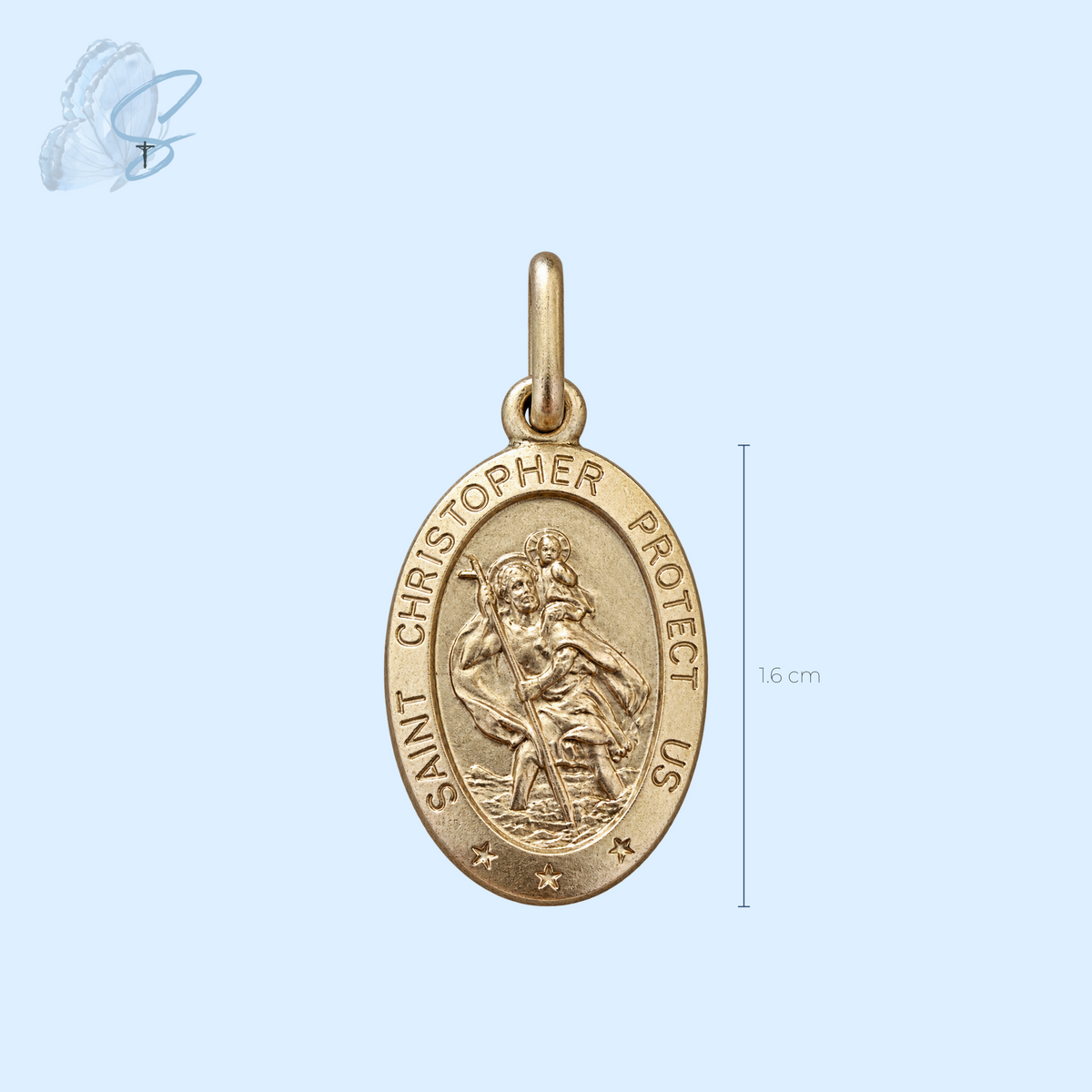 St Christopher Oval Medal | Matte Sterling Silver