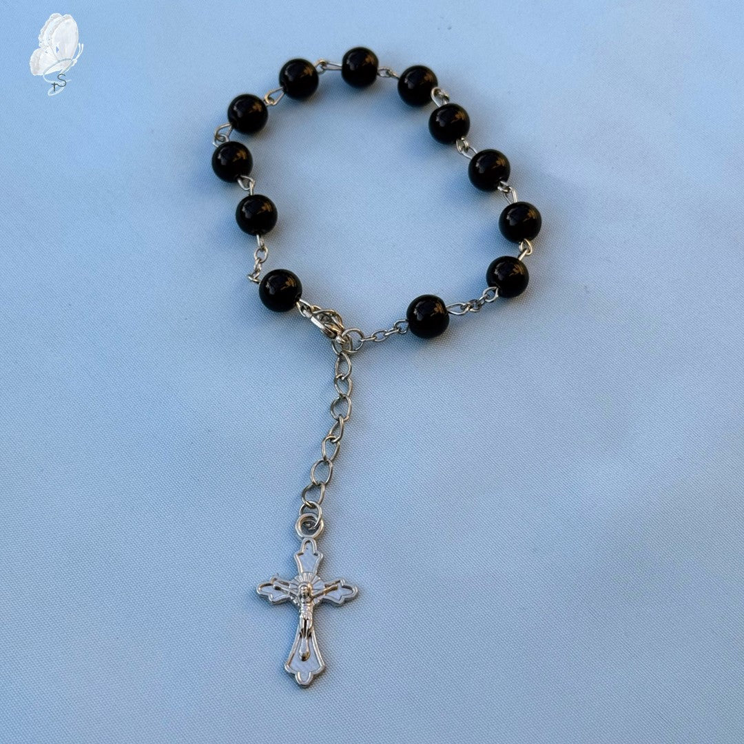 Car Rosary with Black Beads