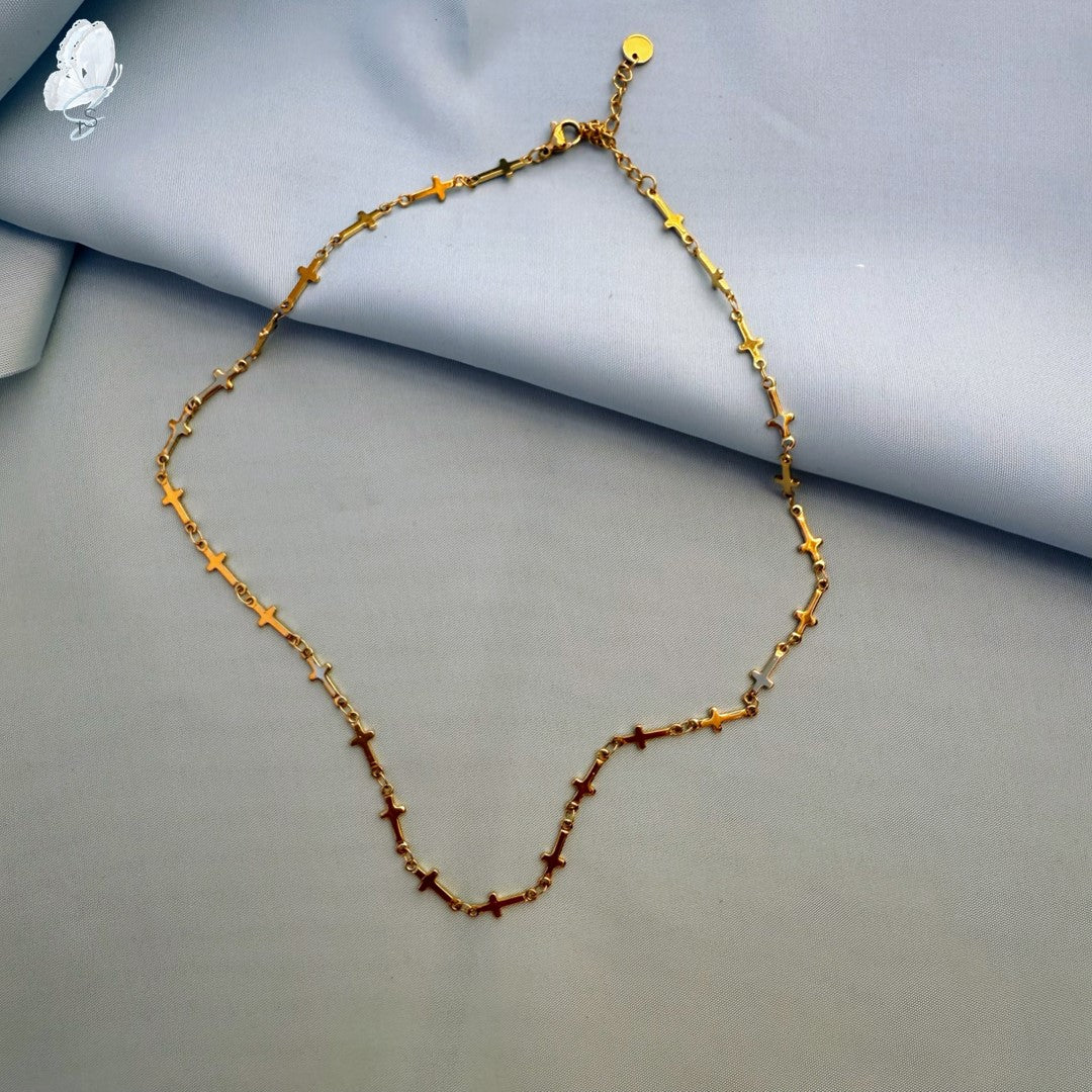Basoa Multi-Cross Necklace | Gold Finish