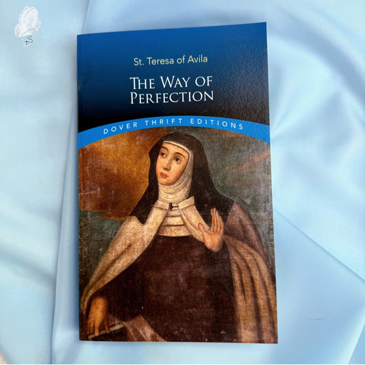 Book cover of 'The Way of Perfection' by St. Teresa of Avila on a light blue background