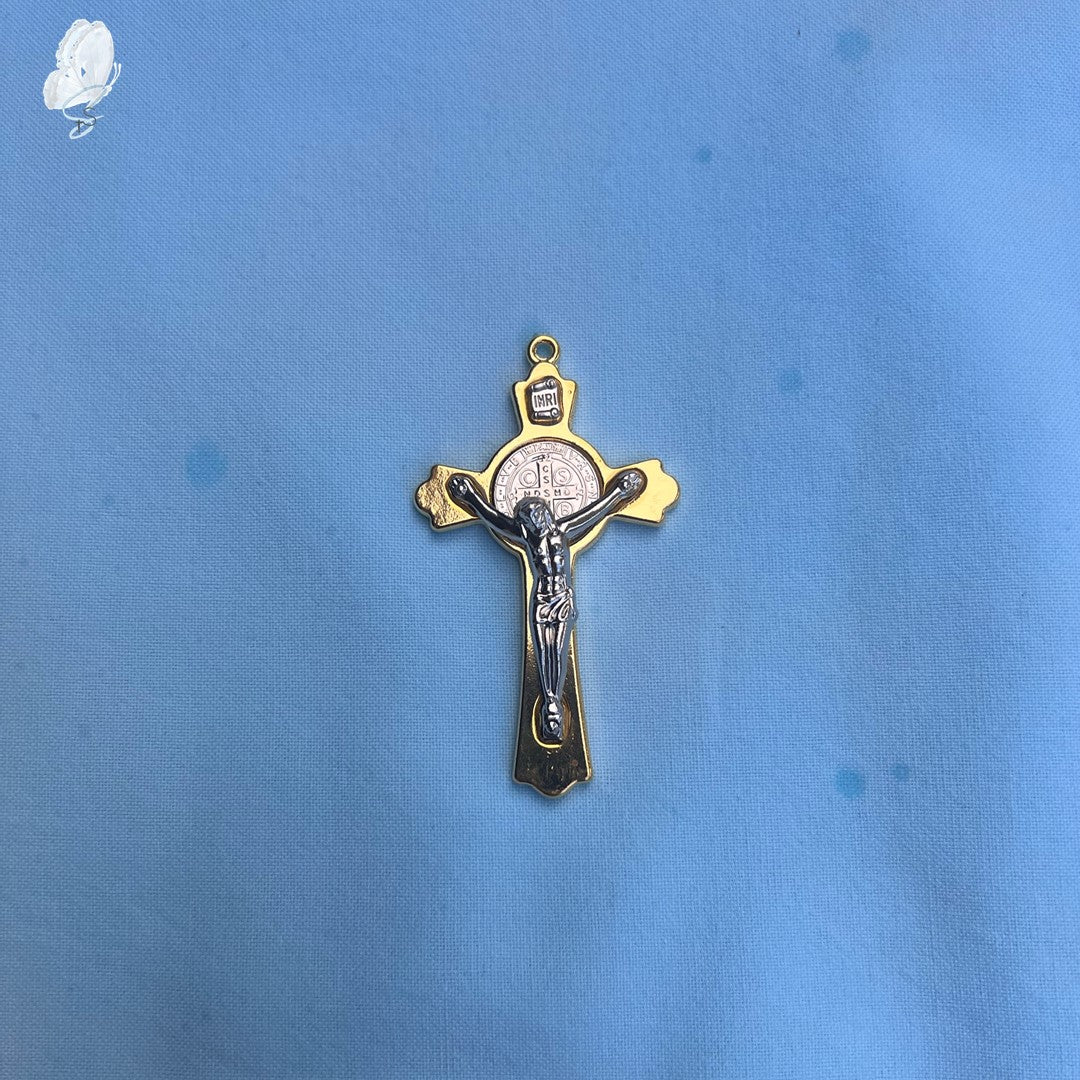 Cross of St Benedict - Gold or Silver Crucifix with Silver Body