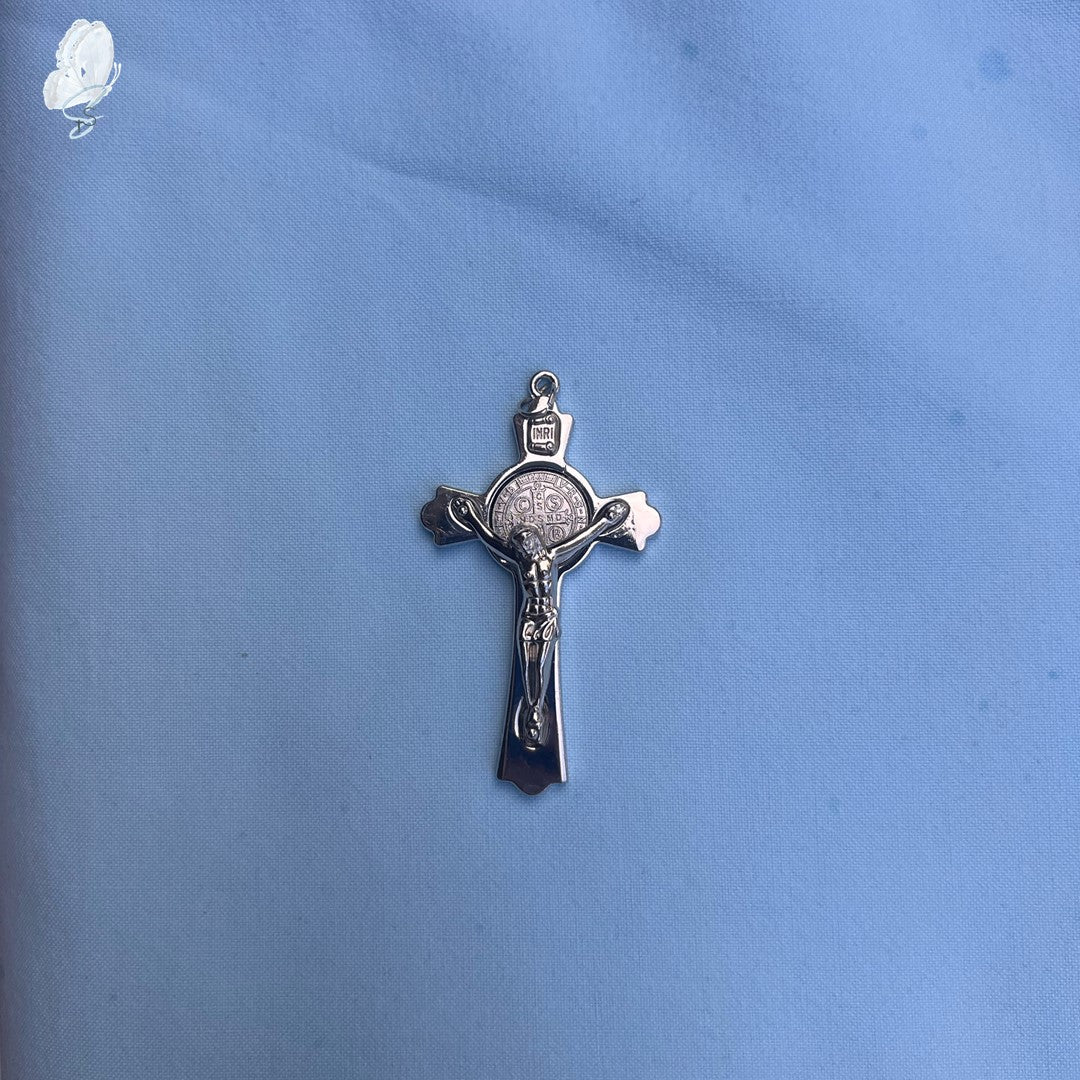 Cross of St Benedict - Gold or Silver Crucifix with Silver Body