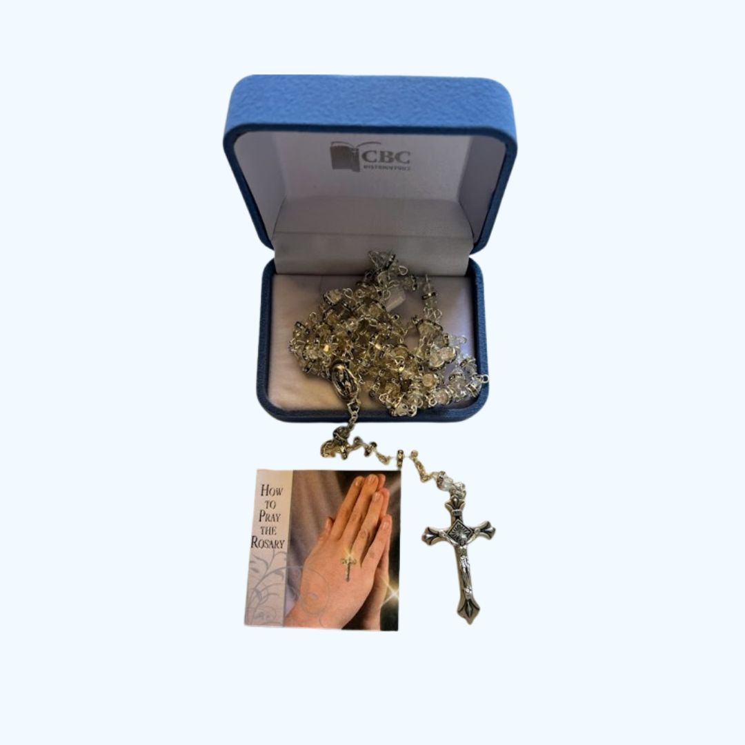 Crystal Rosary with Diamante Accents and Velvet Gift Box