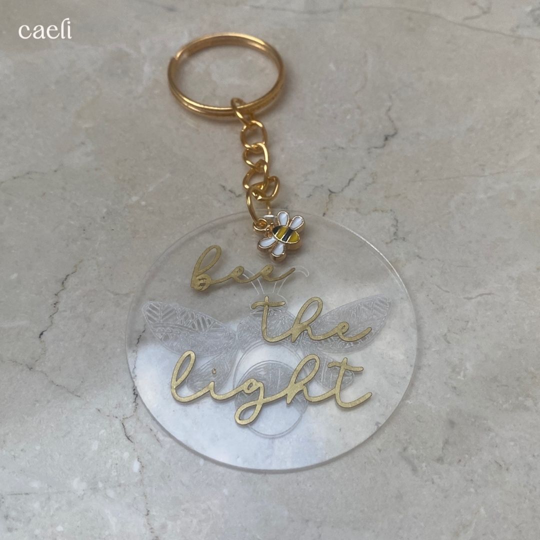 Busy Bee Collection | Bee the Light Acrylic Key Ring | Christian Acrylic Keychain