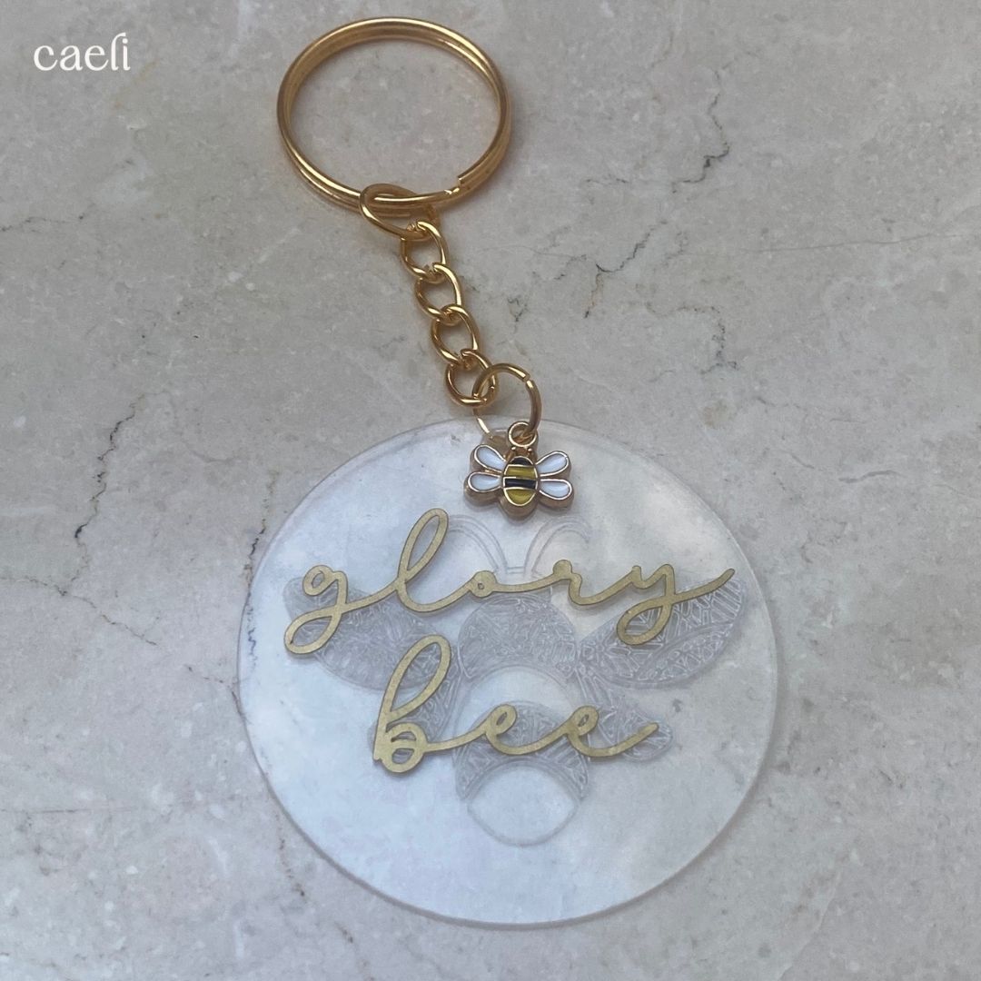 Busy Bee Collection | Glory Bee Acrylic Key Ring | Christian Acrylic Keychain