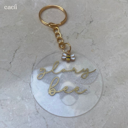 Busy Bee Collection | Glory Bee Acrylic Key Ring | Christian Acrylic Keychain