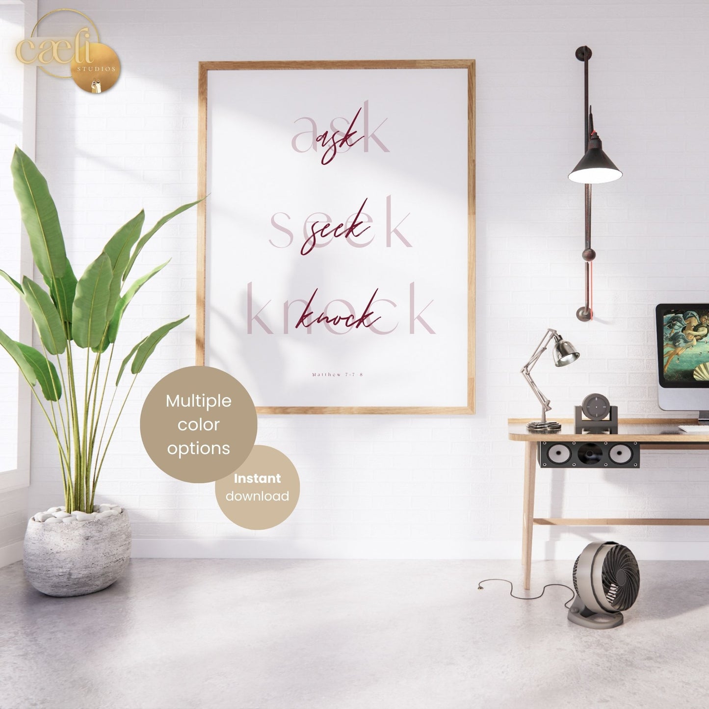 Matthew 7:7-8 Ask, Seek, Knock | Scripture Verse |  Wall Art