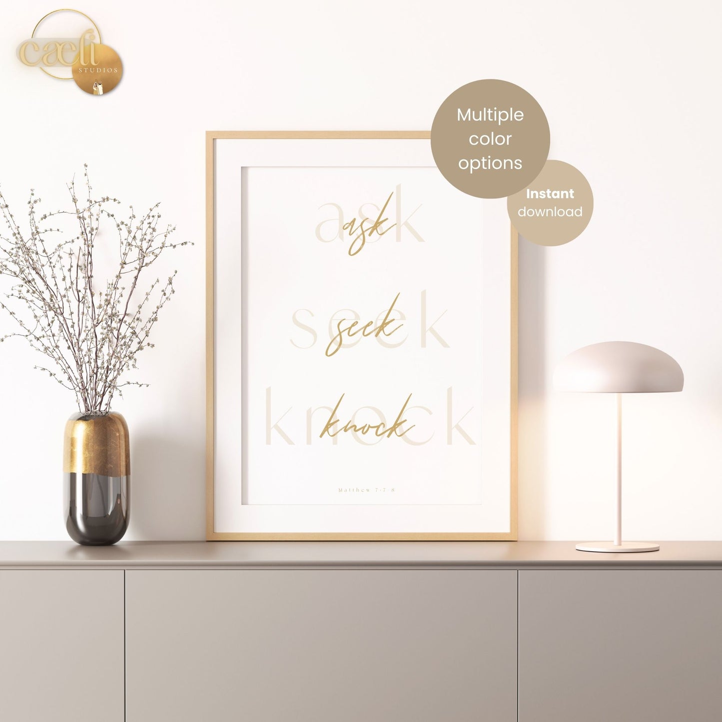 Matthew 7:7-8 Ask, Seek, Knock | Scripture Verse |  Wall Art