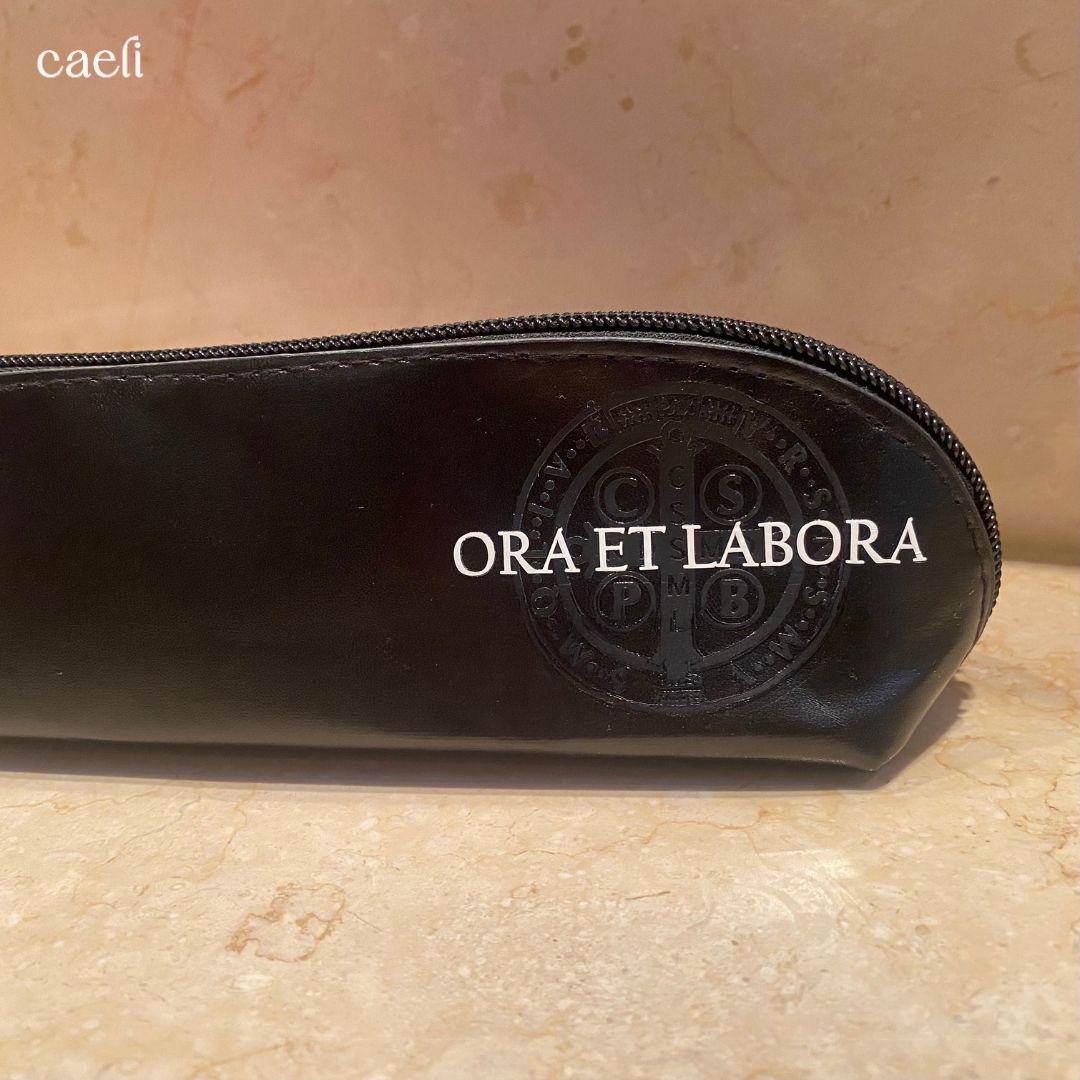 Ora et Labora Pencil Case | Faux Leather Bag | St Benedict Pencil Case